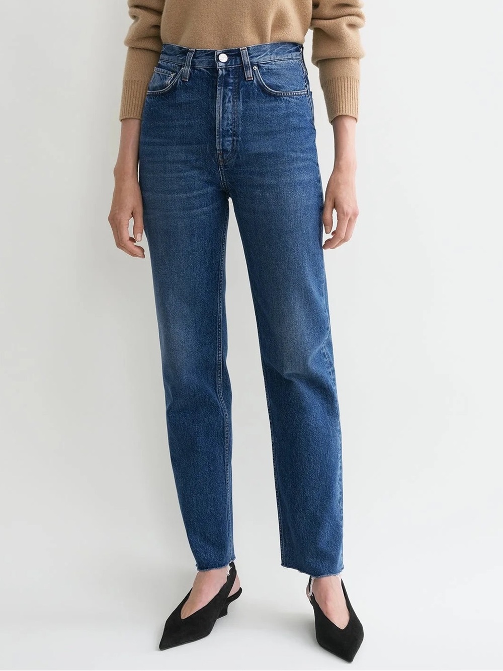 Toteme Classic Cut Frayed Blue Denim Jeans NWT Size 29